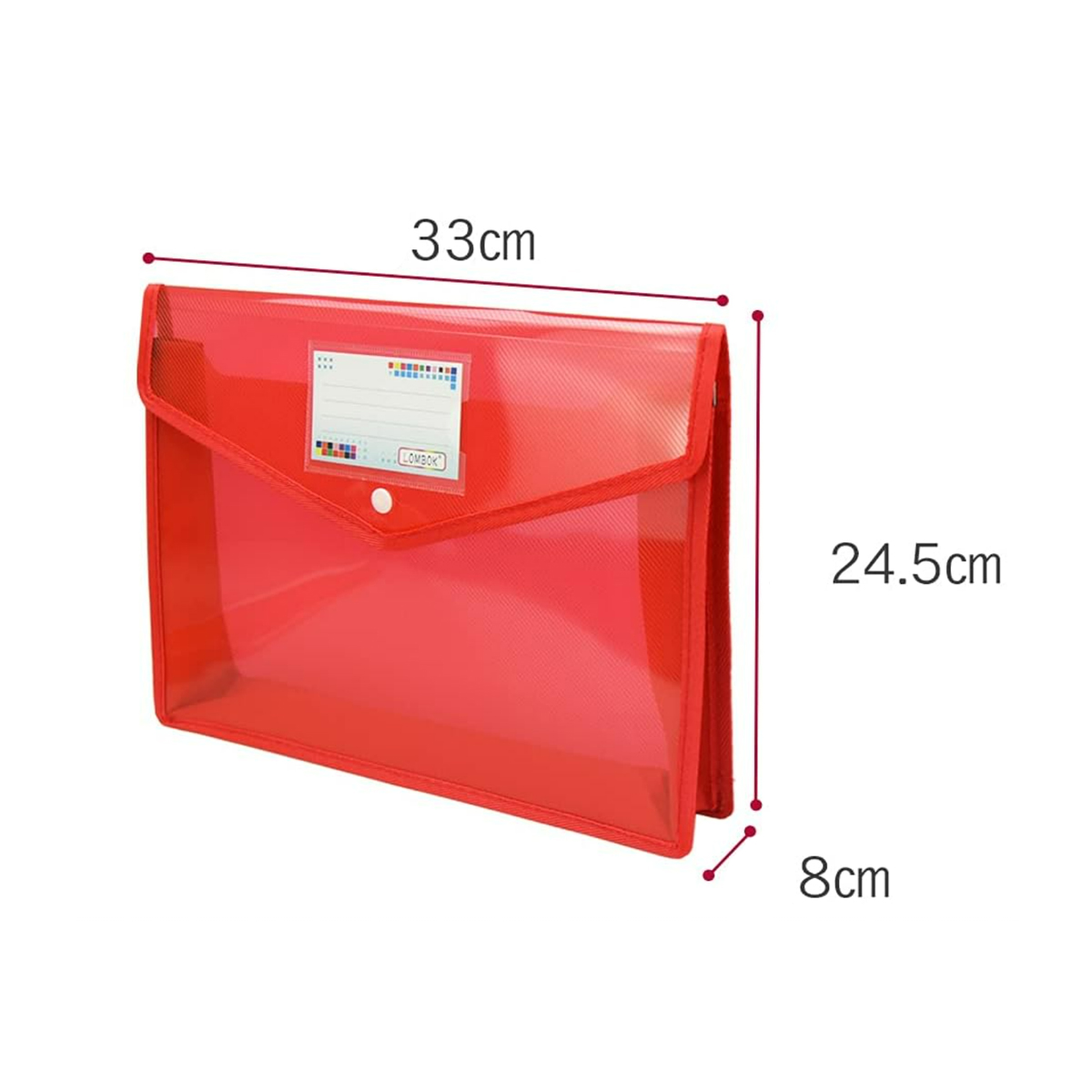 A4 Plastic Button File Folder with Mesh and Label Pocket 6