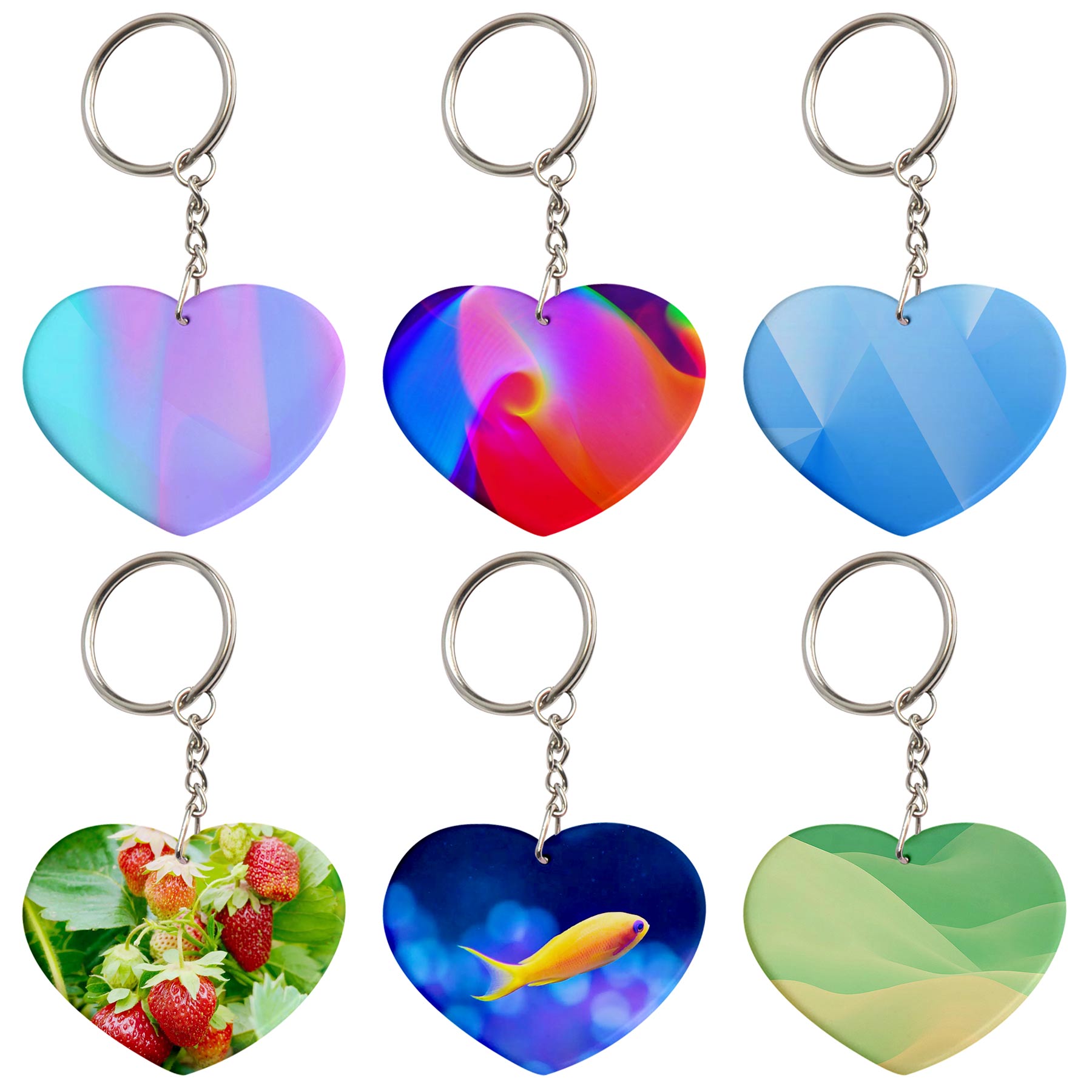 Heart-Shaped Sublimation Plastic Keyrings Double-Sided Printing 1