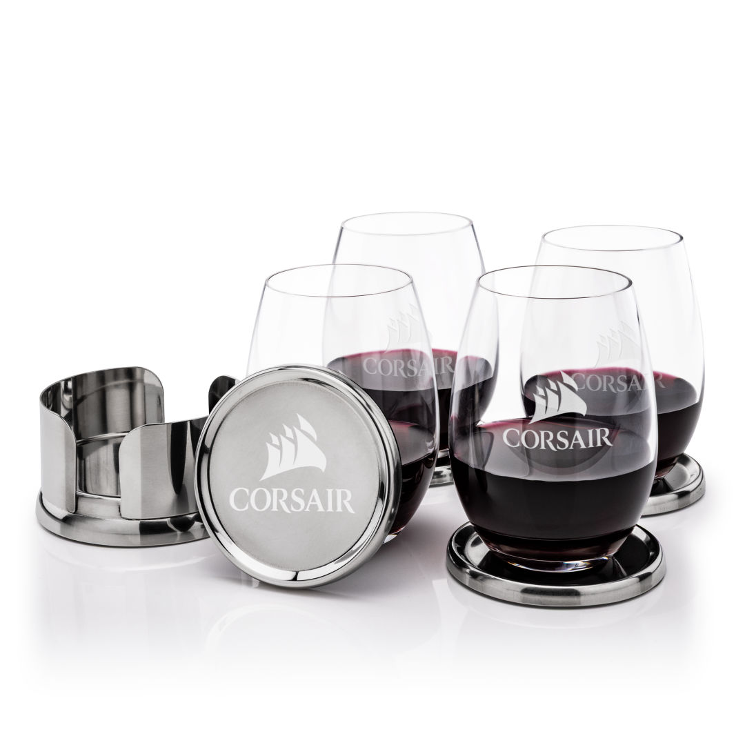 Baldoni Coasters & Carlita Stemless Wine Set