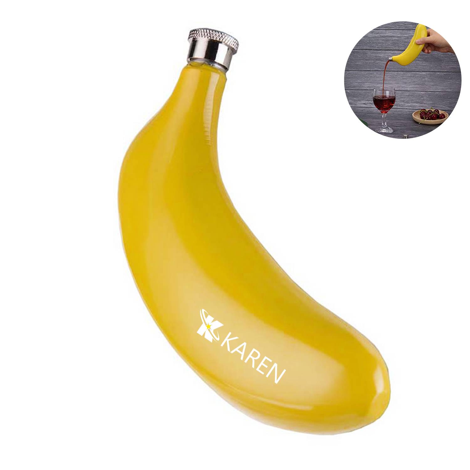 5Oz Portable Stainless Steel Banana Shape Bottle, custom water bottle with logo imprint 2