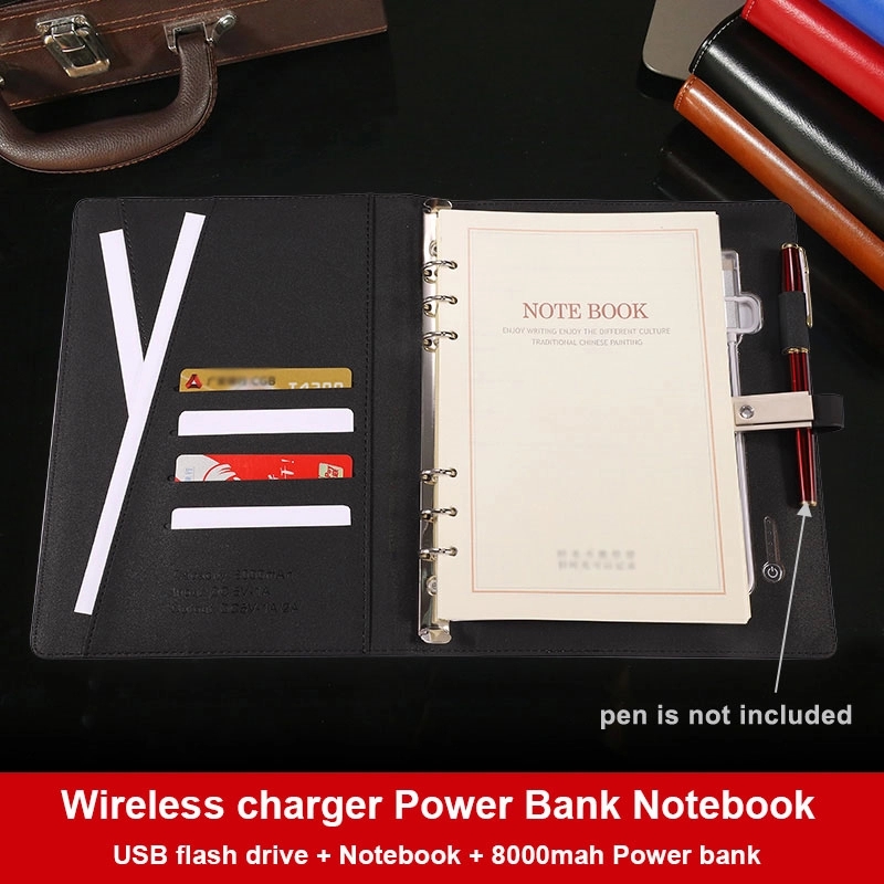 Tech Notebook with USB Drive & Wireless Battery Charger 2