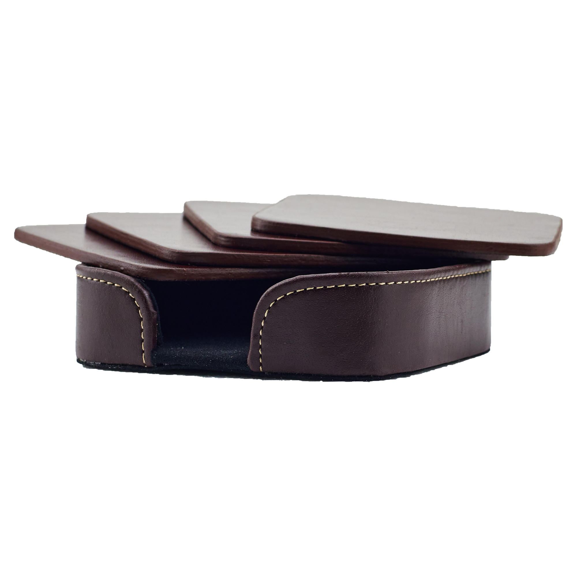 Atlantis Bonded Leather Square Coaster Set 7