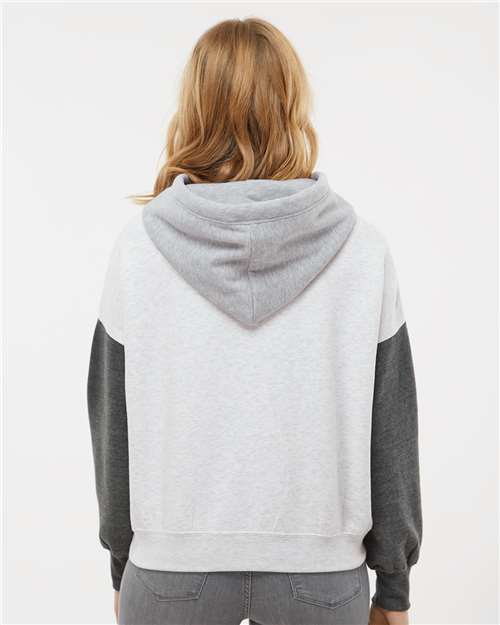 Women's Sueded Fleece Colorblocked Crop Hooded Sweatshirt - W23716 14