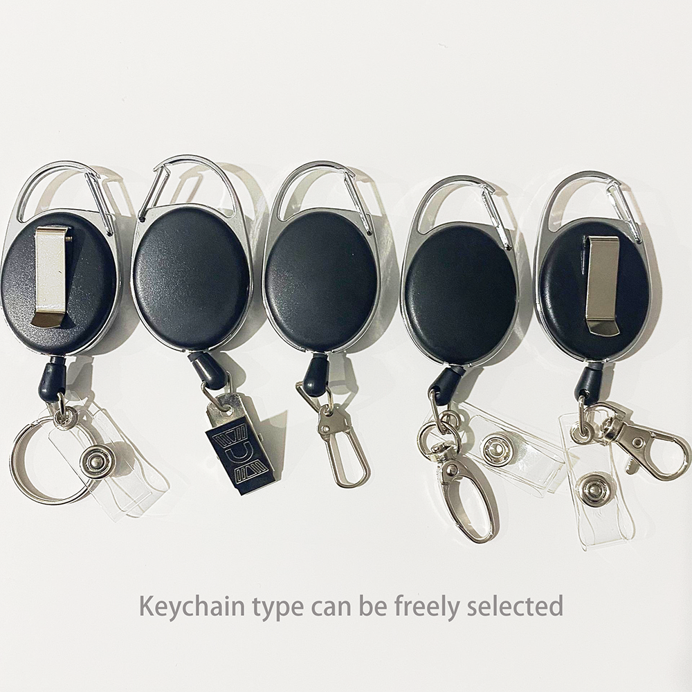 Both Side Flat Transparent Oval Carabiner Badge Reel 2