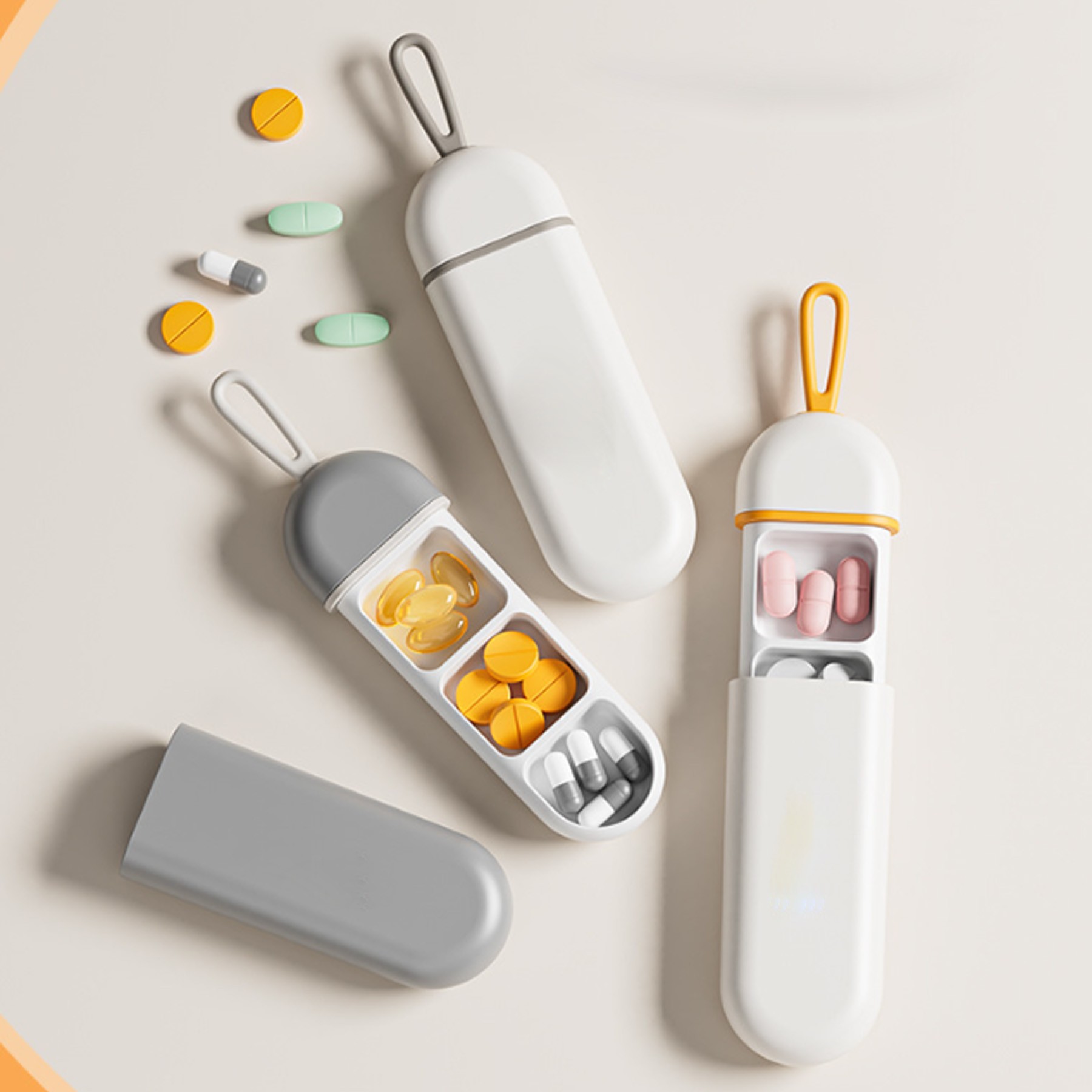Portable Three Compartment Medicine Box 3
