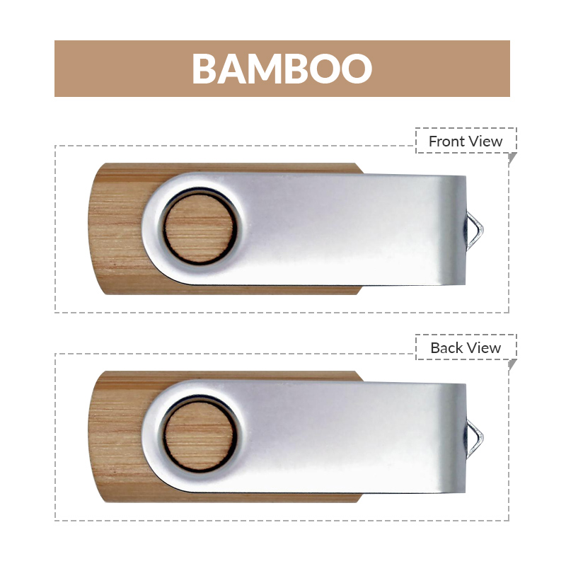 Wooden Swivel USB Flash Drive with Metal Band 1