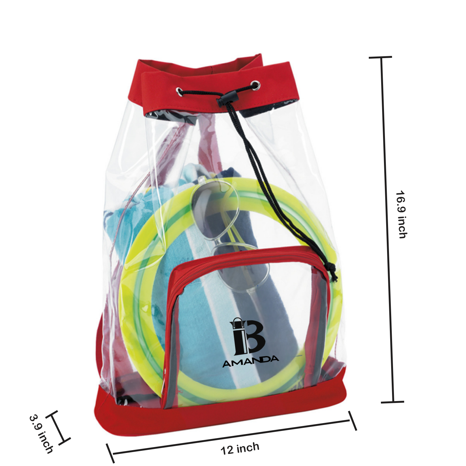 Water Proof PVC Transparent Clear Drawstring Backpack 5