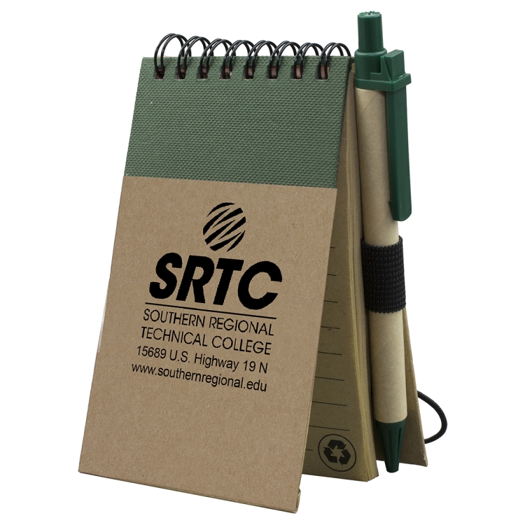 "ARCATA" Eco Inspired Jotter Notepad Notebook with Matching Color Eco Inspired Paper Pen 10