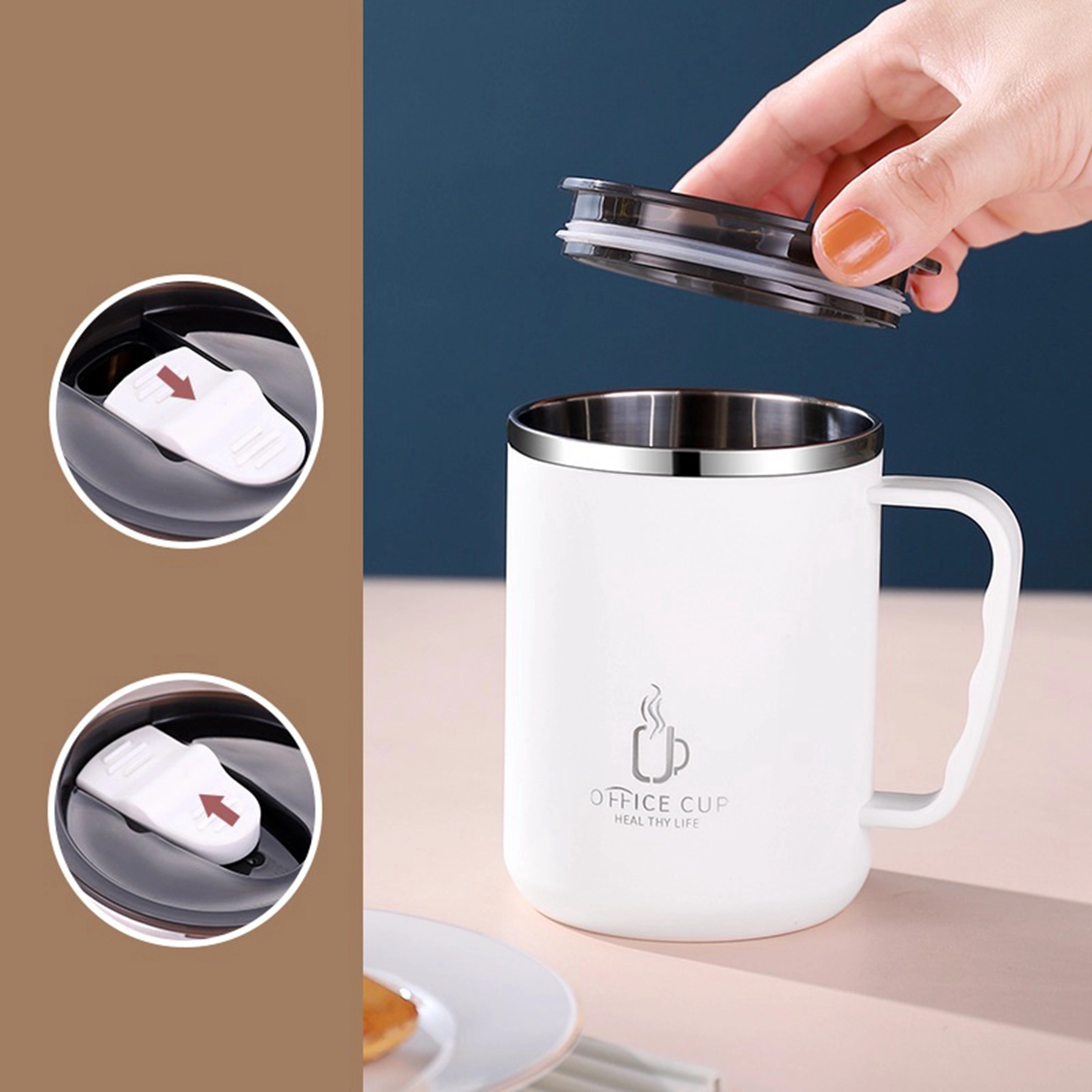 17 Oz. Stainless Steel Coffee Mug With Handle 6