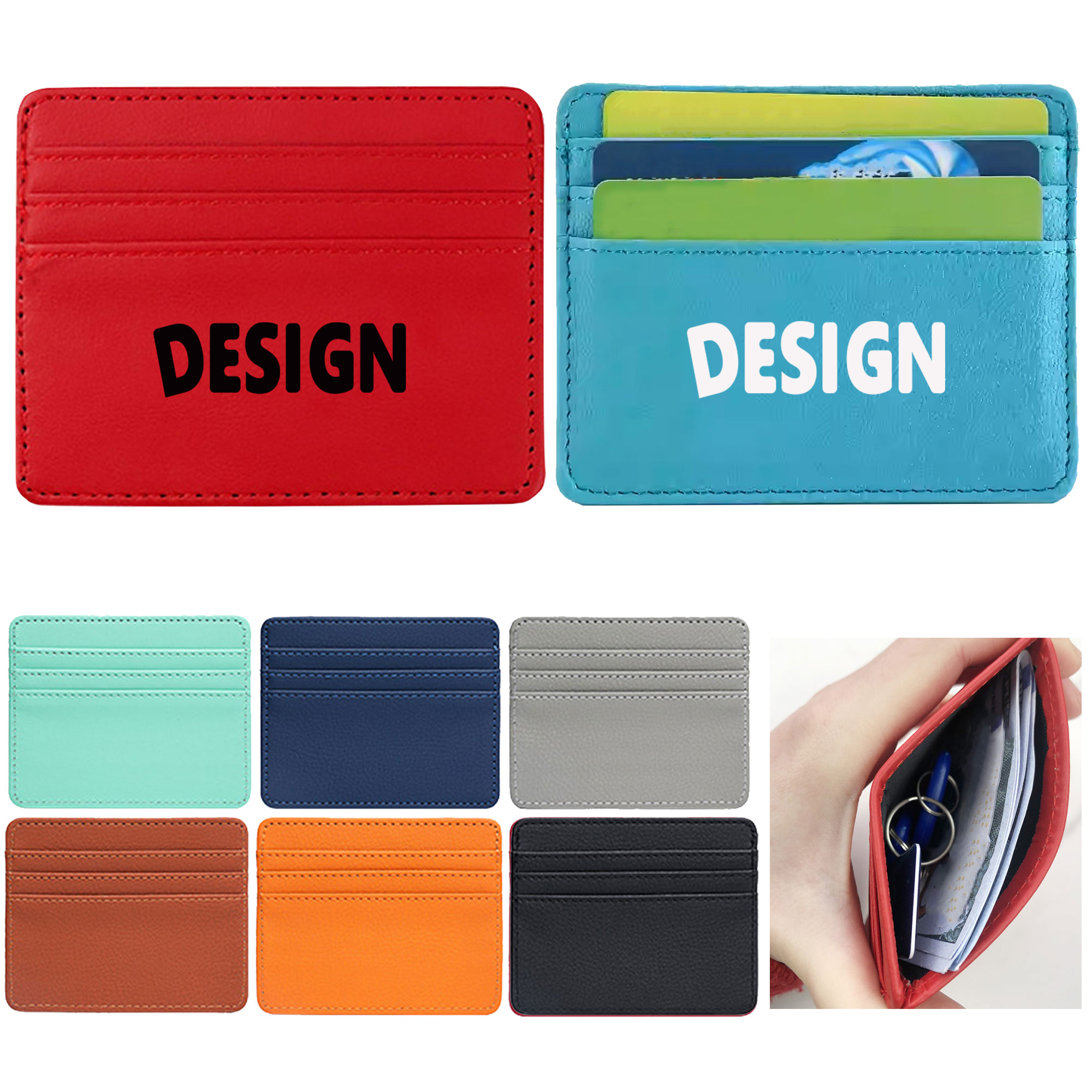 MOQ50 PU Leather Small Card Holder Wallet 5