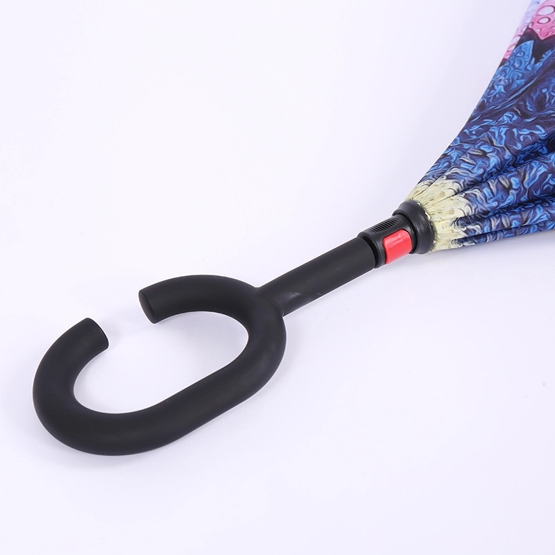 Custom Outdoor Travel C-Handle Reverse Umbrella 18
