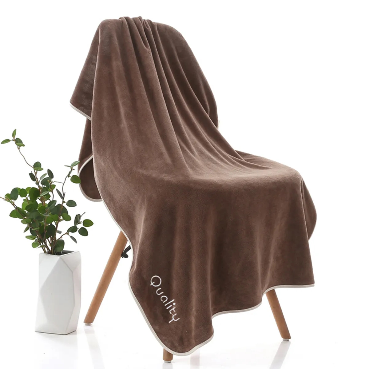 Coral Velvet Pure Color Soft Customed Beach And Bath Towel 4