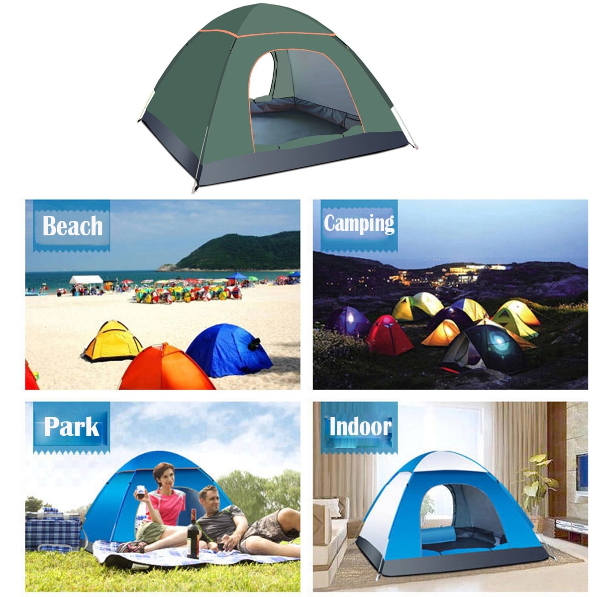 Waterproof Instant Pop Up Tent 3-4 Person Camping Tent 2