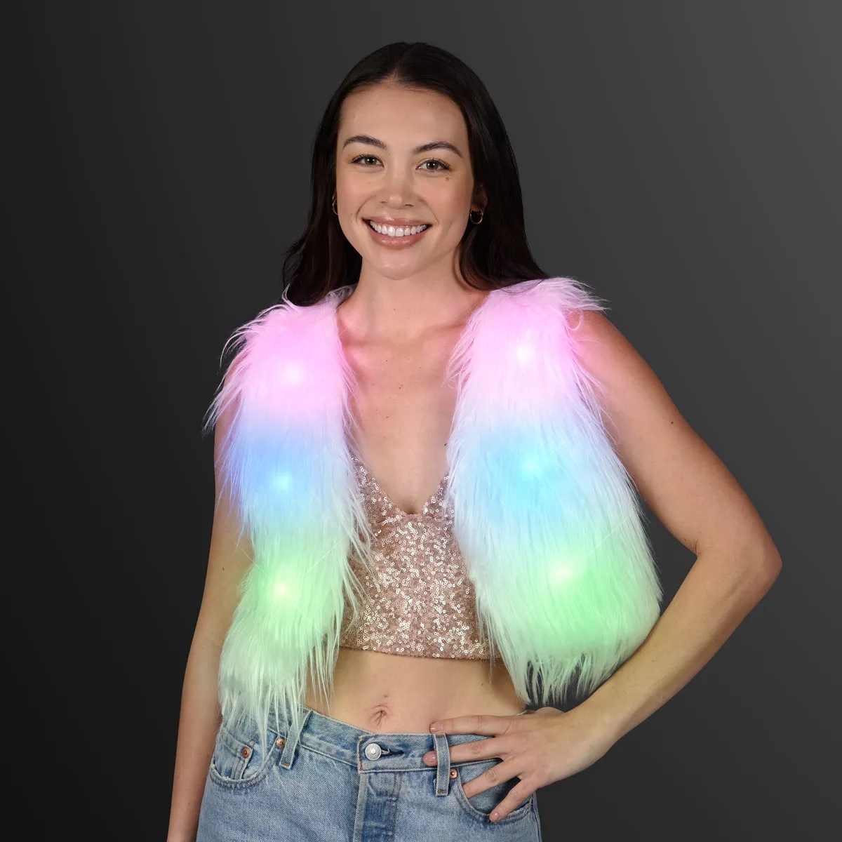 Small Faux Fur Vest LED Festival Fashion 4