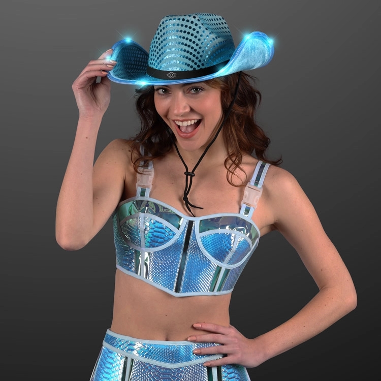 Sequin Cowboy Hat with Black Band 22