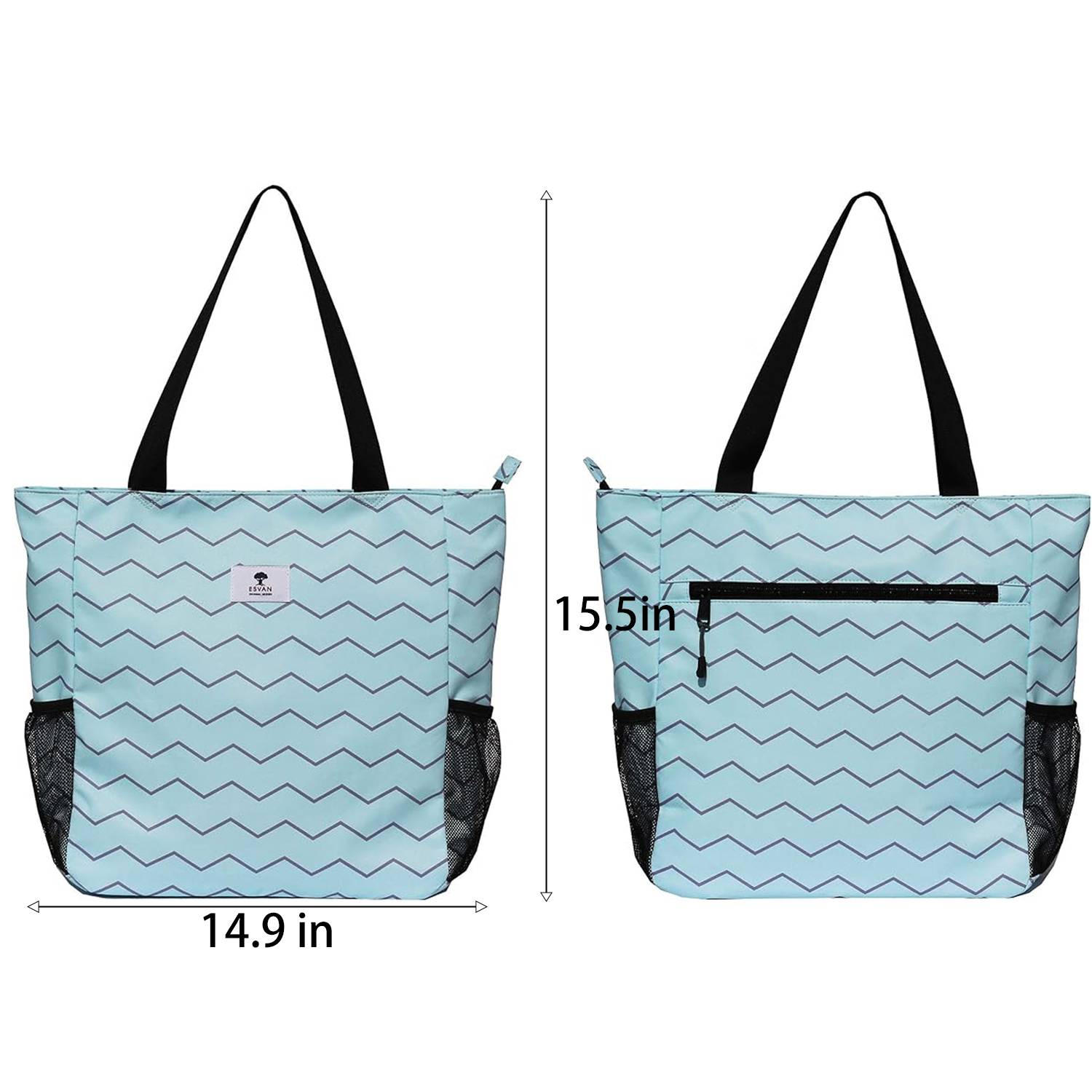20L Waterproof Oxford Floral Tote Bag w/ Pockets for Travel 14