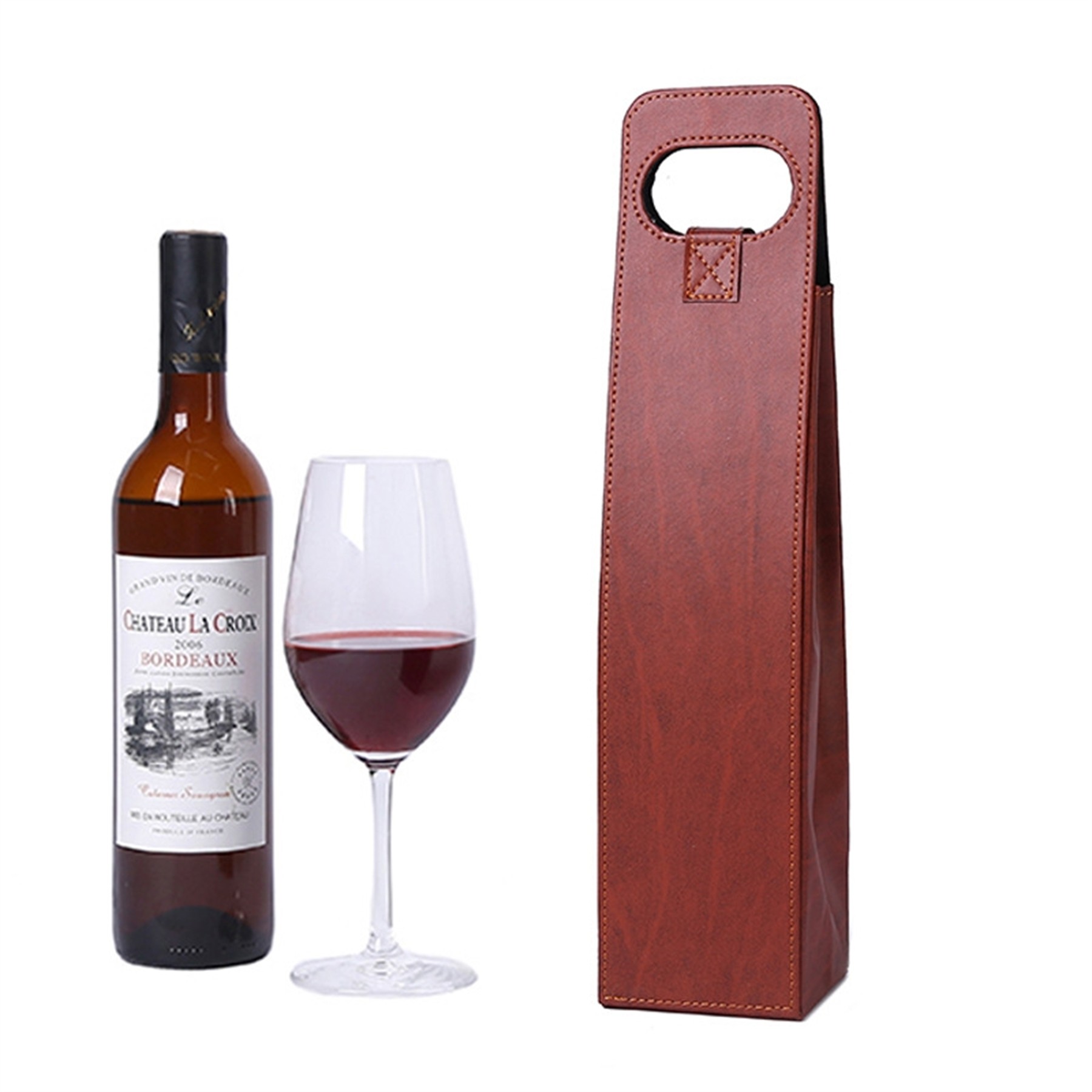 PU Leather Resuable Wine Tote Bag 2