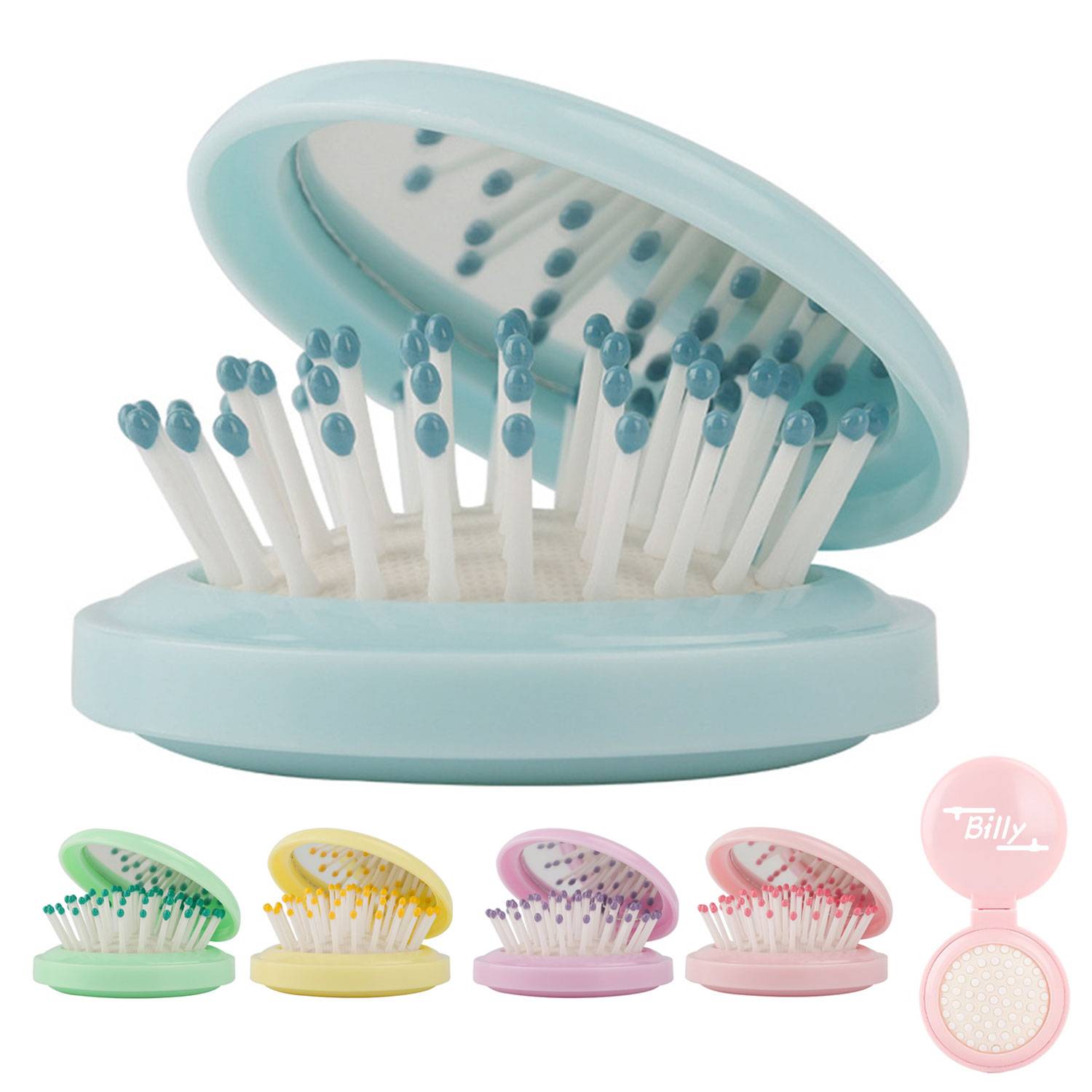 Round Folding Hair Brush with Mirror 2