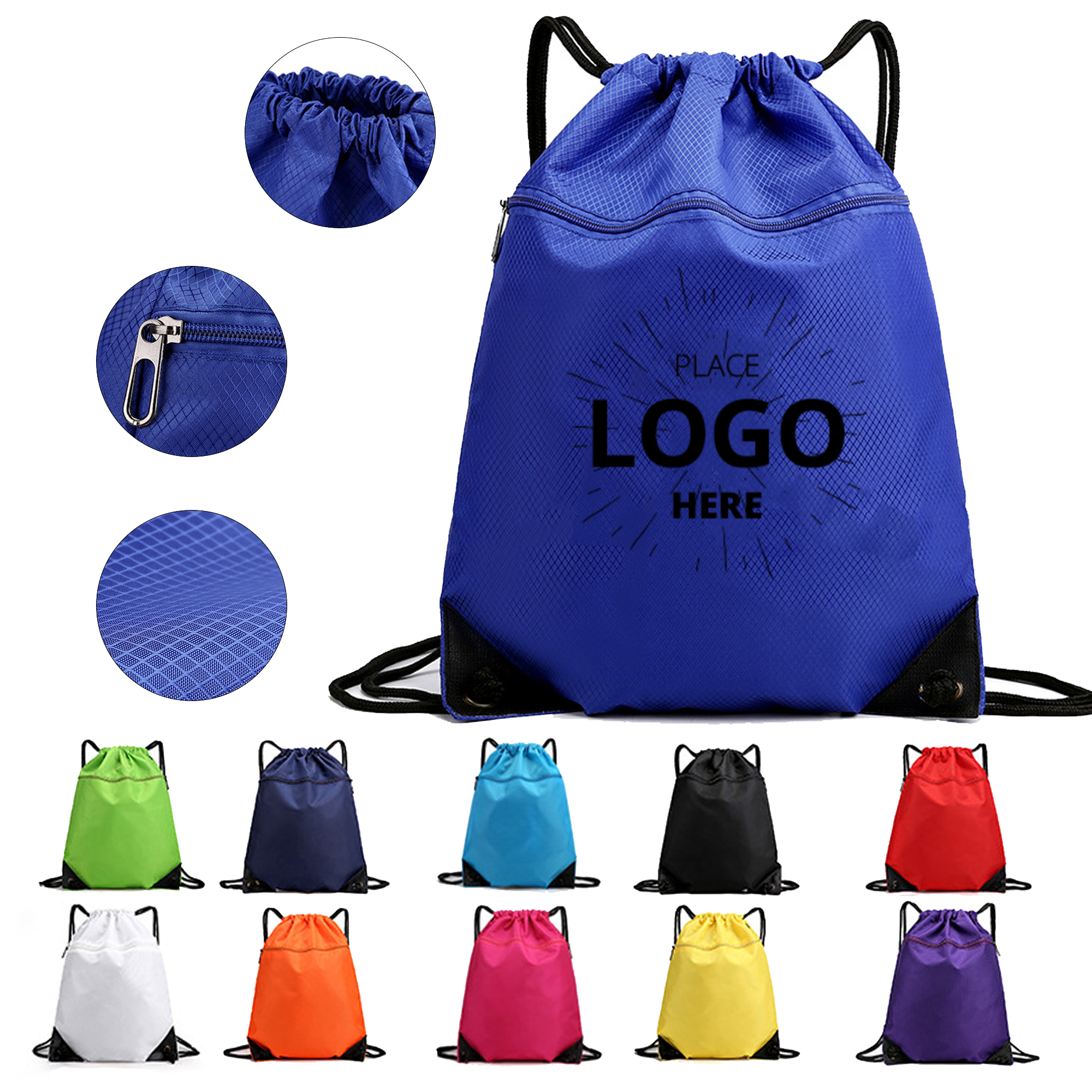 Large Zippered Cinch Pack 7
