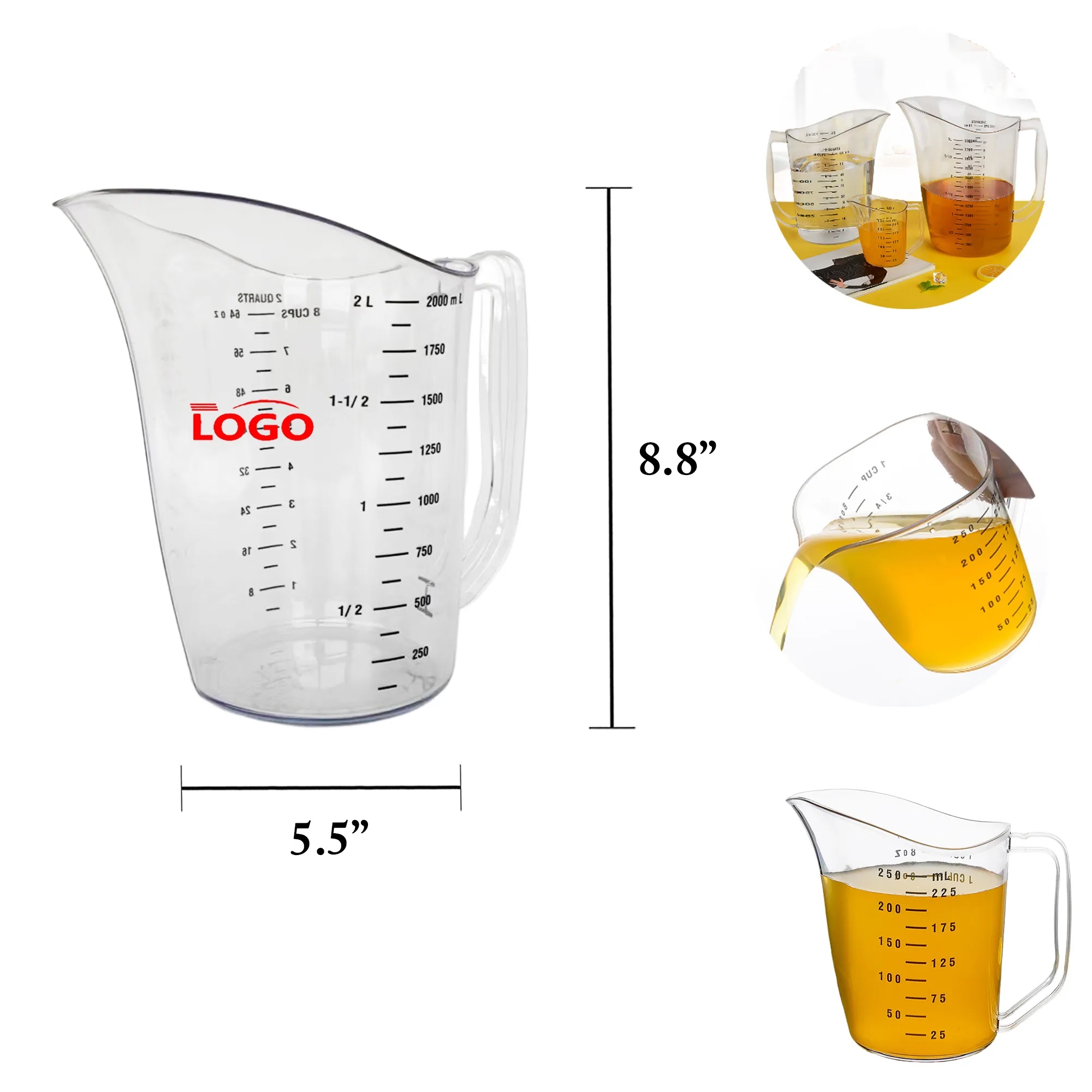 MOQ12 2qt 68oz PC Measuring Cup Baking 3