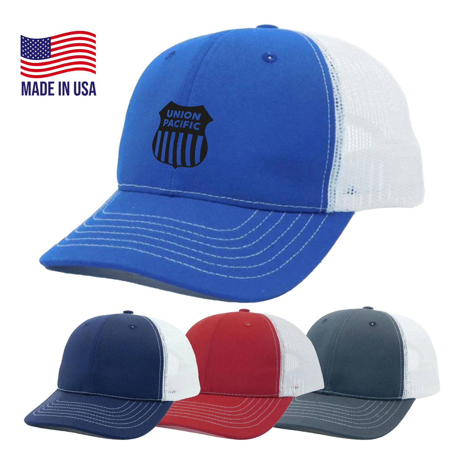 True American Made 6-Panel White Mesh Trucker Cap 1