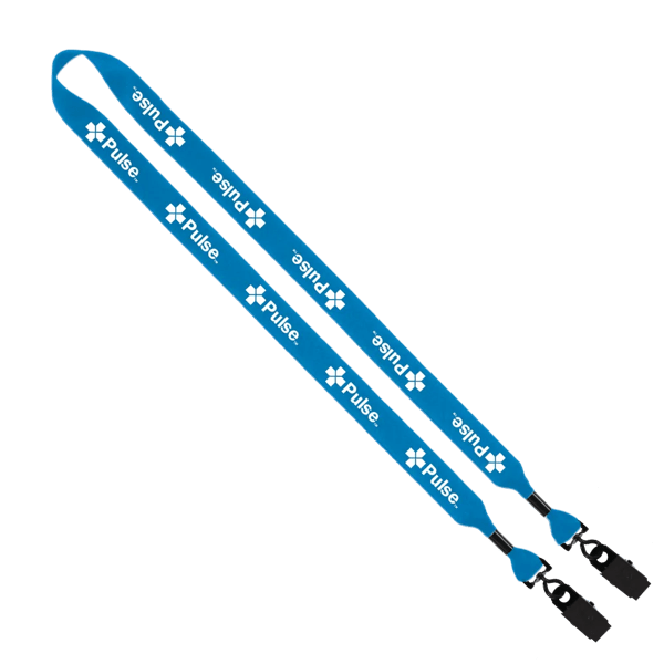 3/4" 2-Ended Polyester Lanyard with Metal Crimp & Metal Bulldog Clip 28