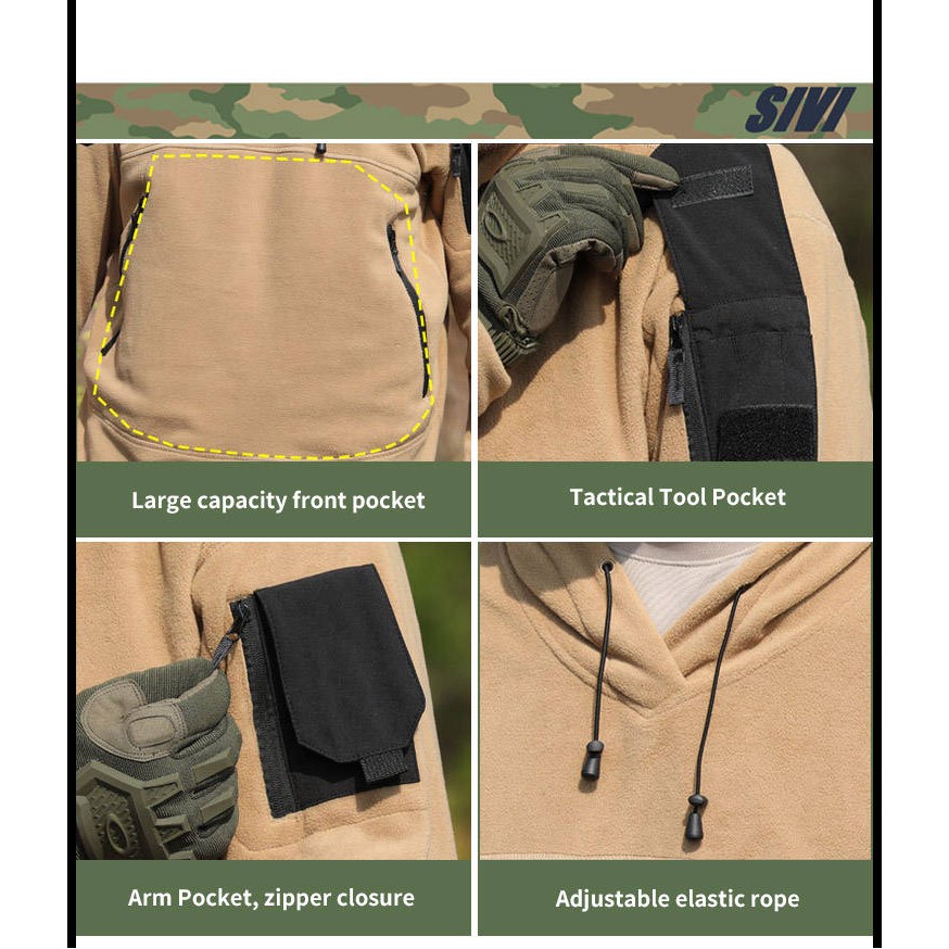 Men Tactical Outdoor Jacket Fleece Pullover Man Windproof Autumn Coat Underwear Hoodies, custom hoodie or sweatshirt with logo imprint 4