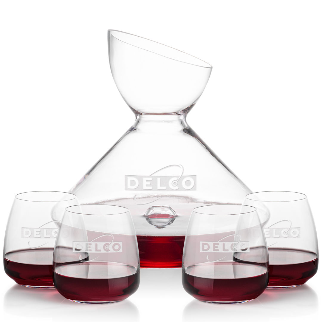 Woodbury Carafe & Hogarth Stemless Wine 4