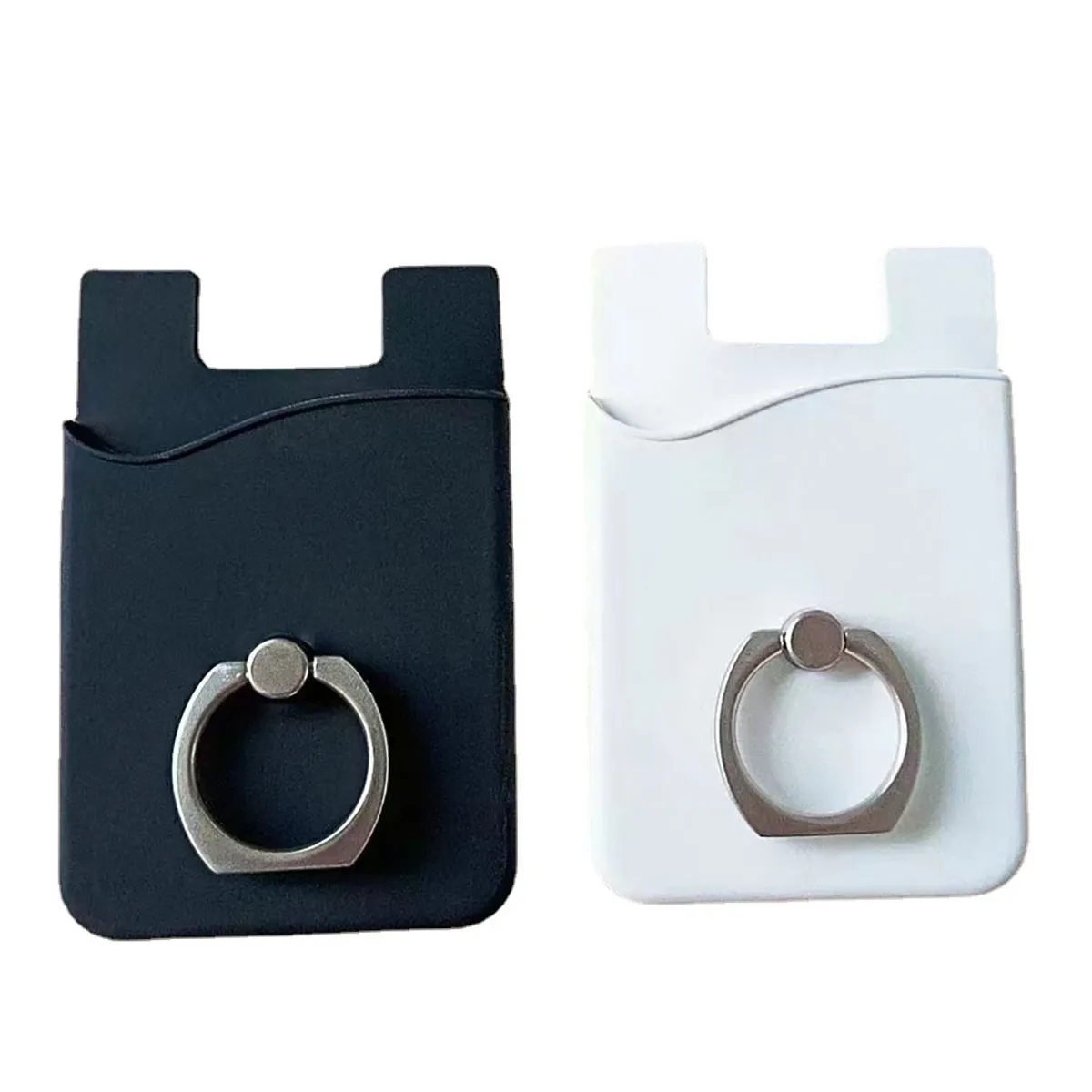 With Ring Stand Stick On Cell Phone Slim Leather Wallet 3