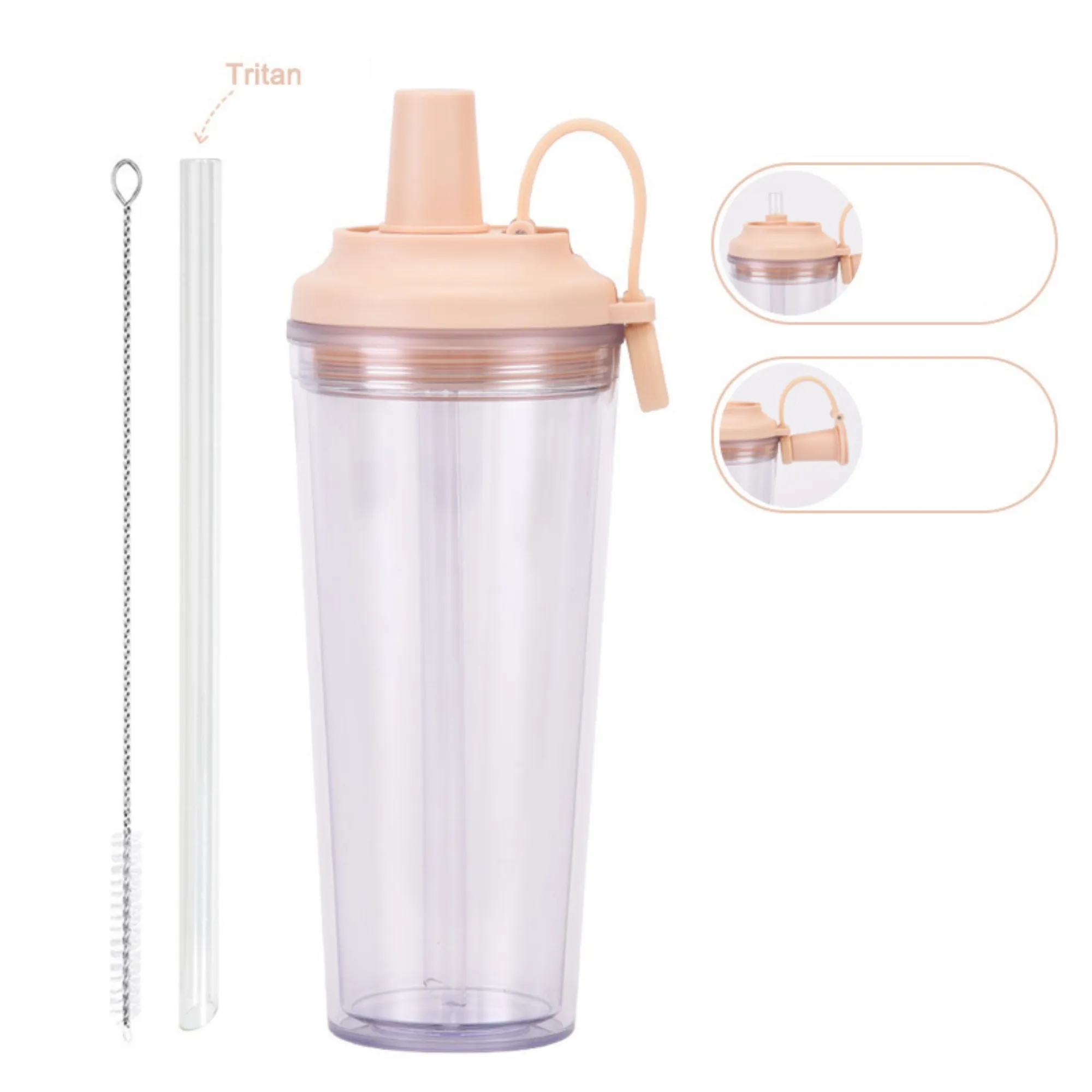 24oz Double-Layer Plastic Straw Cup 9