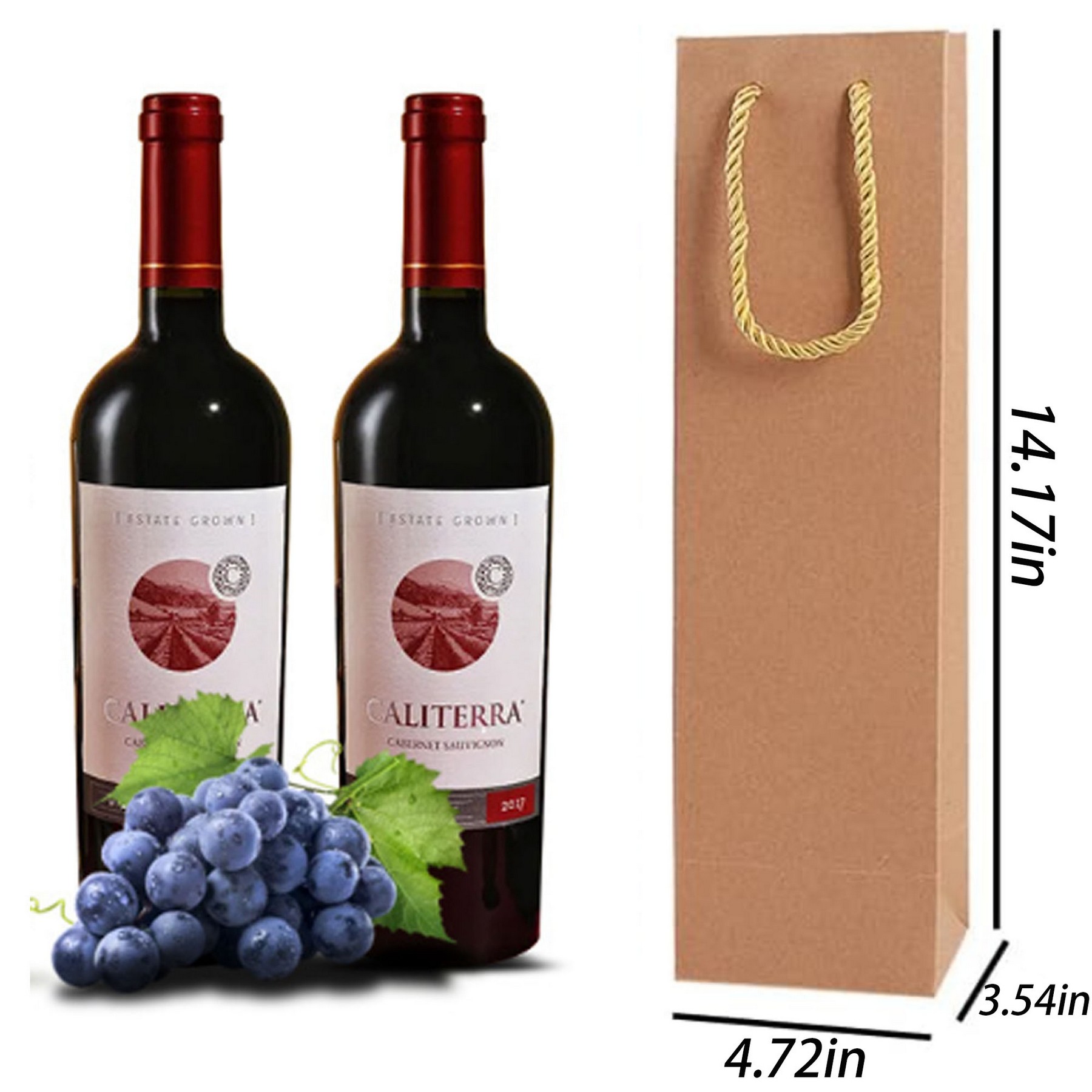 Single Bottle Wine Paper Bag With Handle 3
