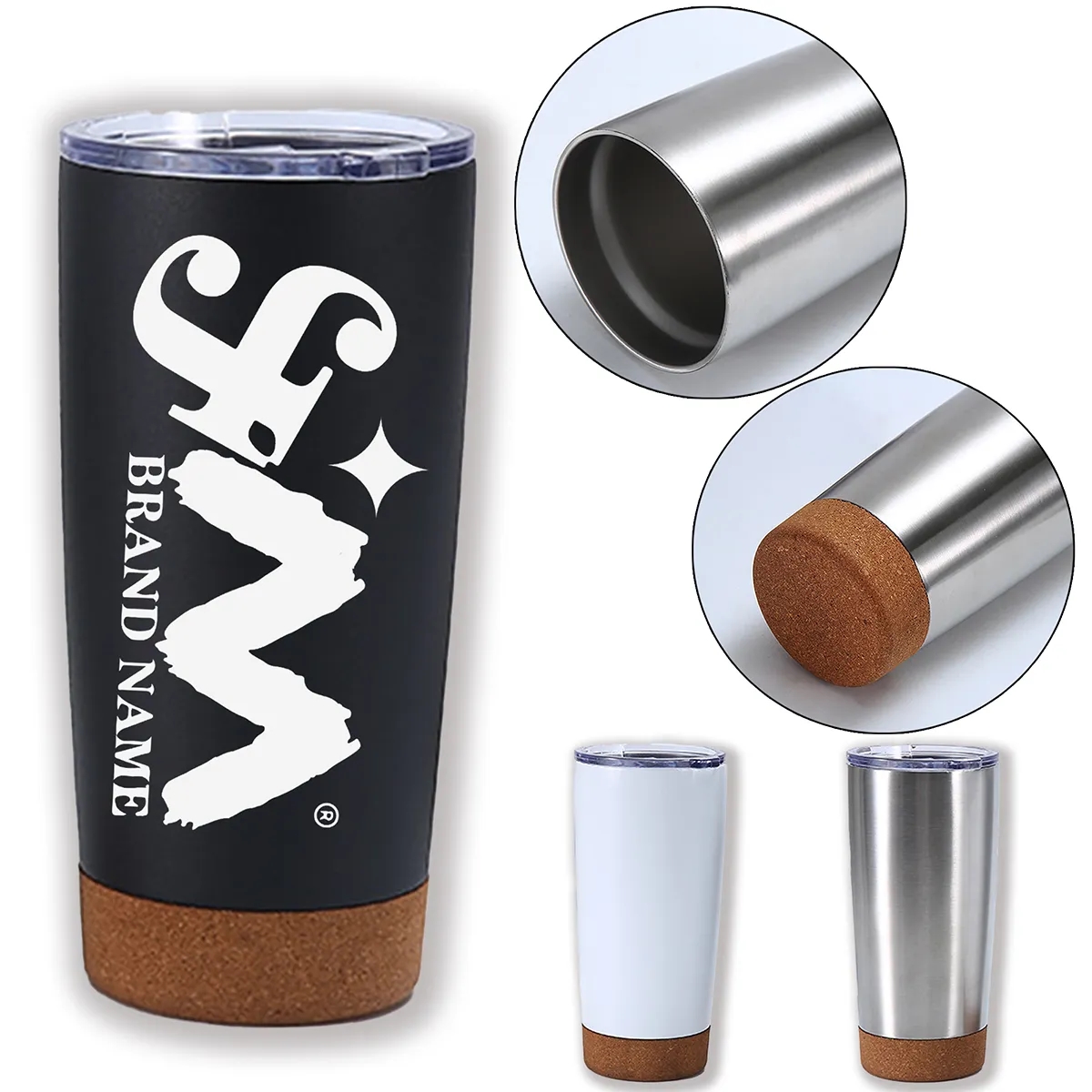 20 Oz Vacuum Insulated Travel Tumblers With Cork Bottom 2