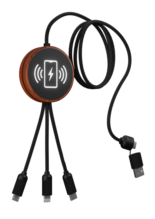 SCX Innovative Design™ 5-in-1 Bamboo 5W Wireless Charging Cable 5