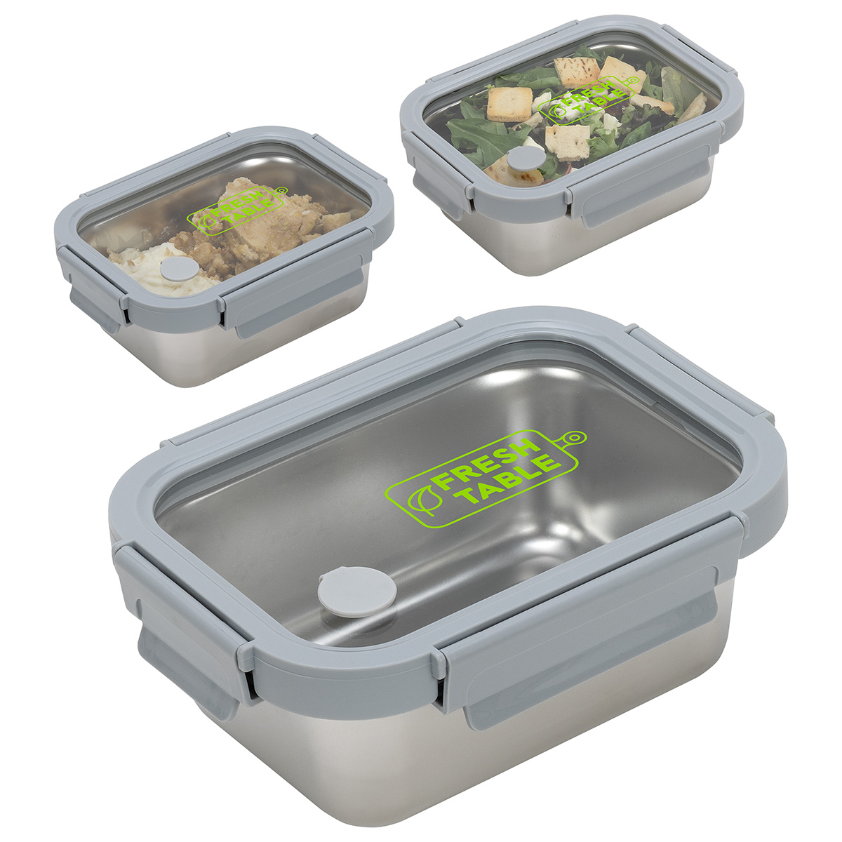Heat 'N Eat Microwaveable Stainless Steel Lunch Box with Vented Glass Lid 2
