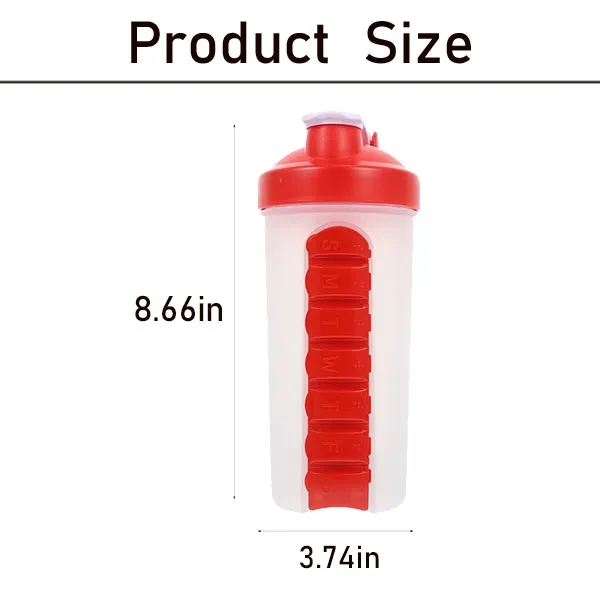 Shaker Bottles for Protein Mixes With Pill Organizer 2