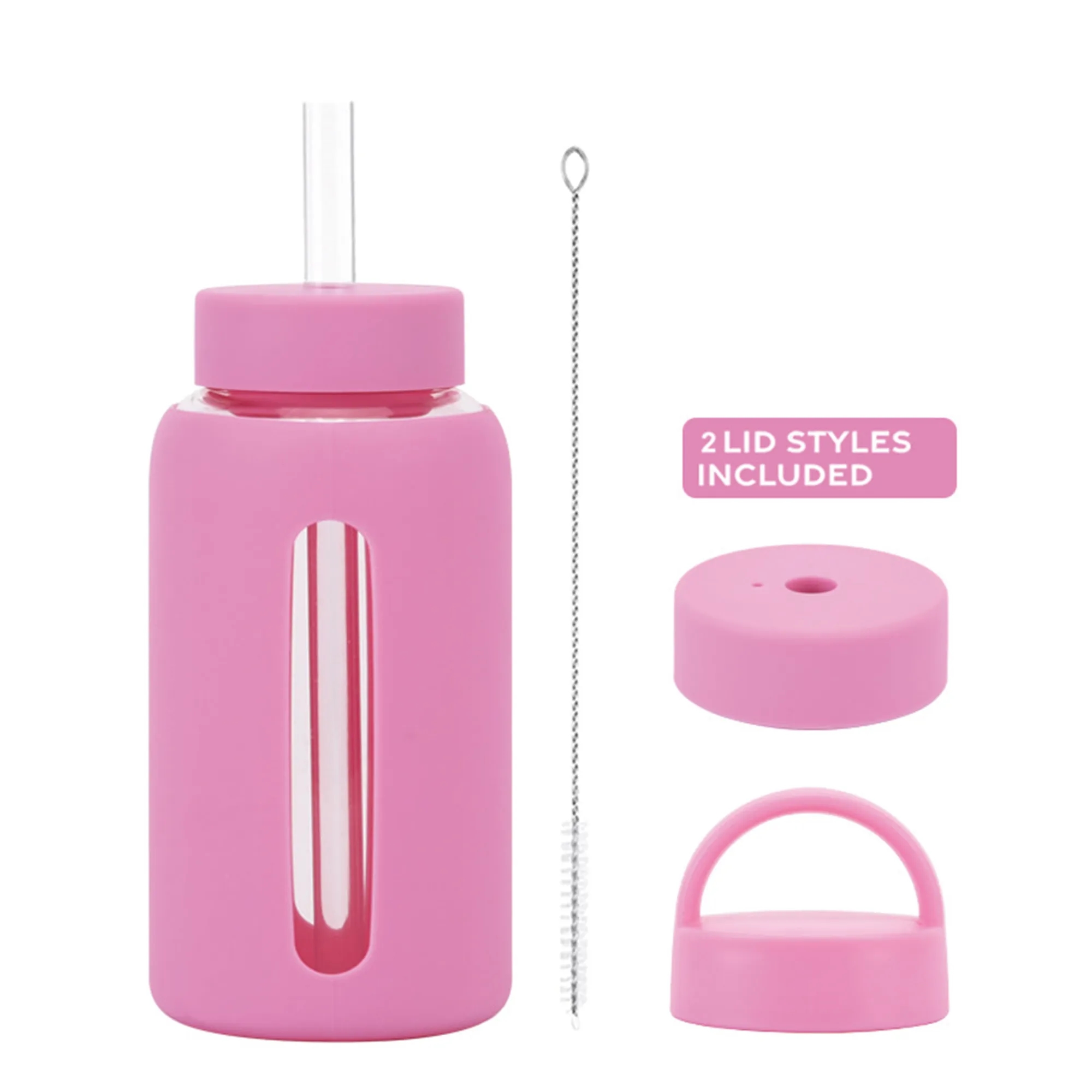 20oz Silicone-Sleeved Glass Tumbler with Straw & Dual Lids 10