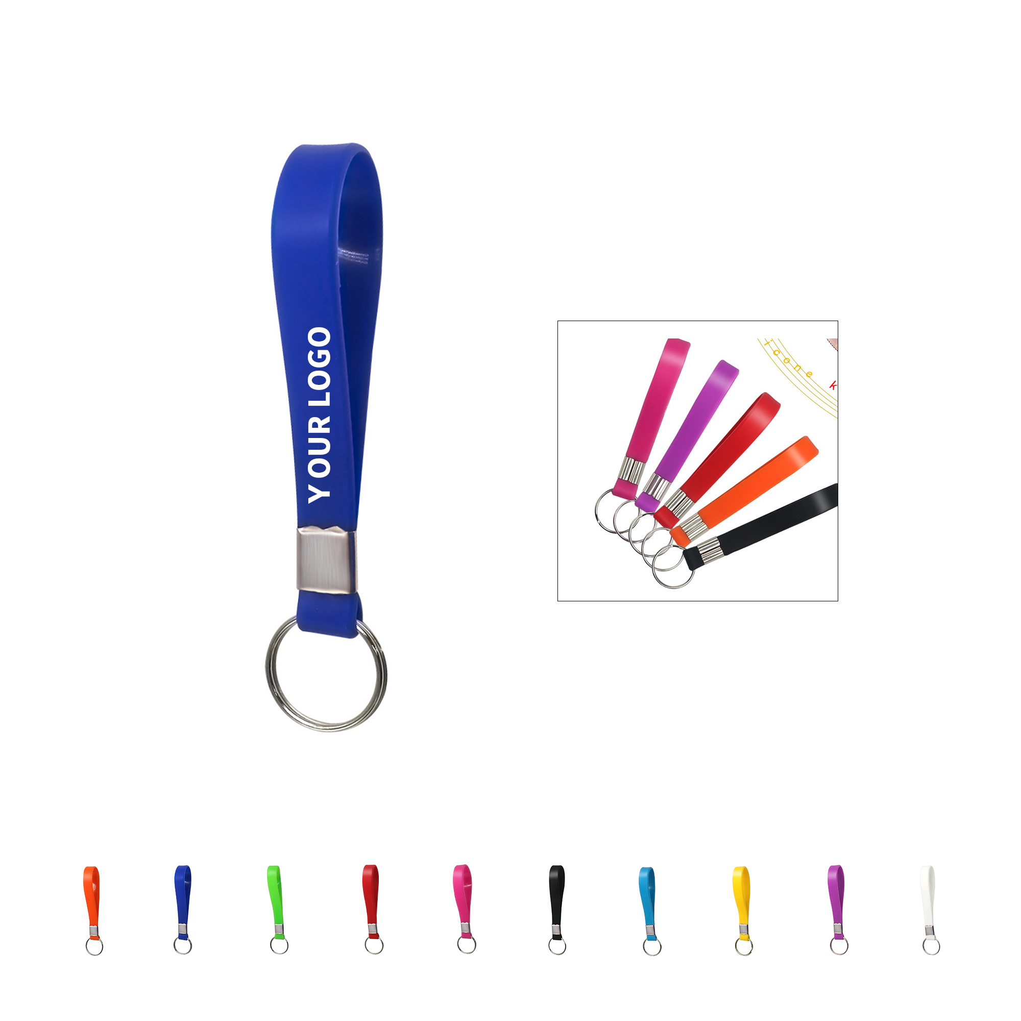 Silicone Bracelet Key Chain 8" Length 13