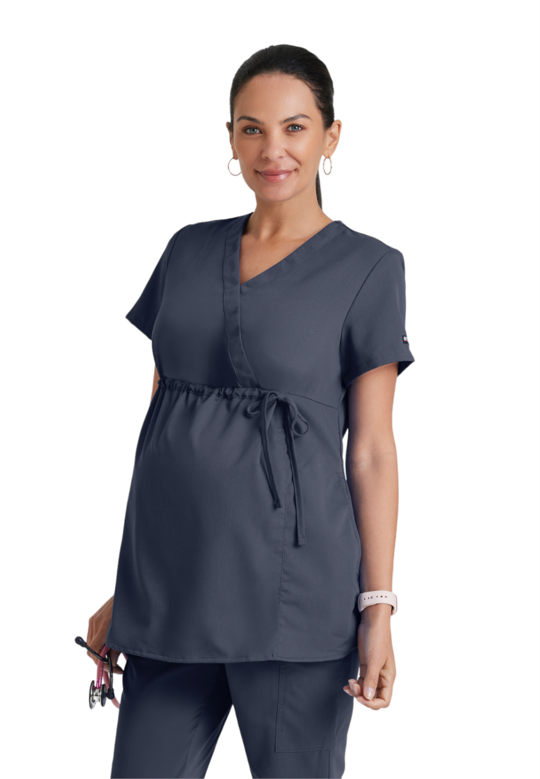 Grey's Anatomy Classic - Women's Two-Pocket Mock Wrap Lilah Maternity Scrub Top 15