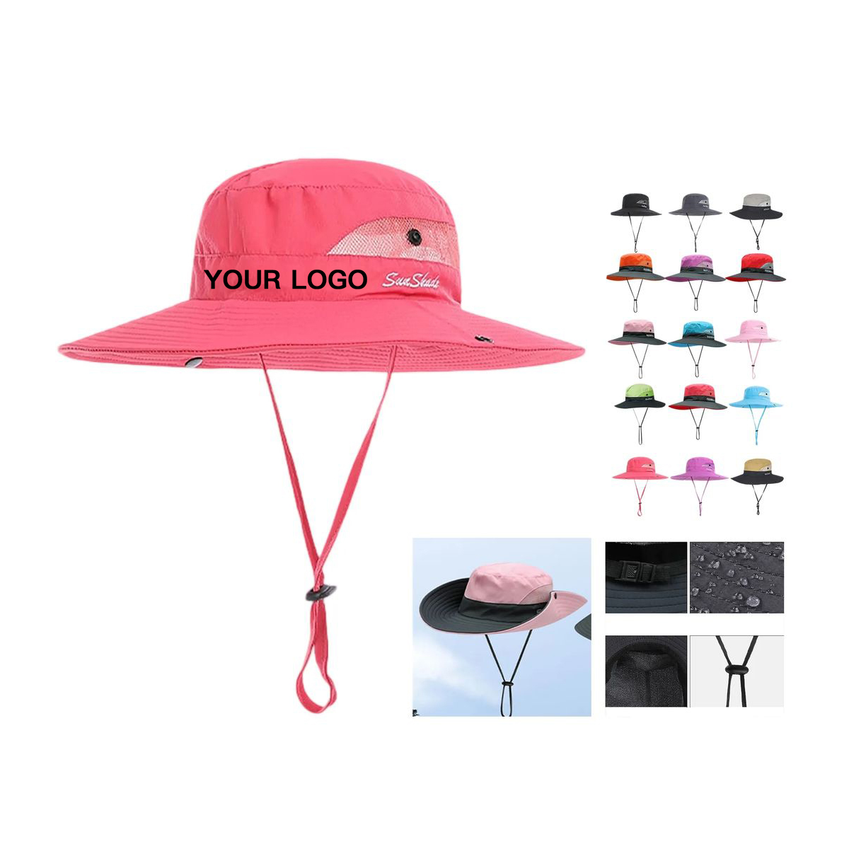 Polyester Sun Hat with UV Protection and Breathable Panels 19