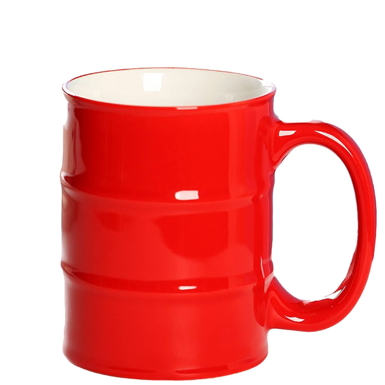 15oz C Handle Oil Barrel Shape Ceramic Mug 2