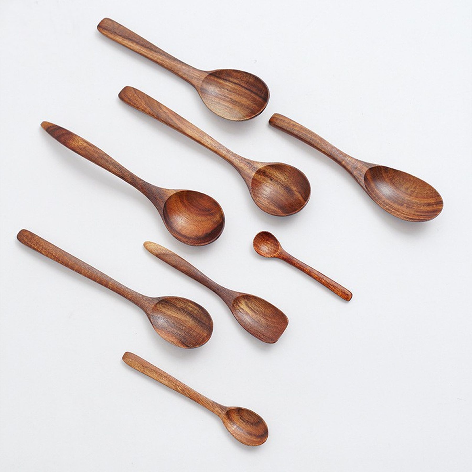 Long Handle Wood Soup Spoons For Eating Mixing Stirring 10