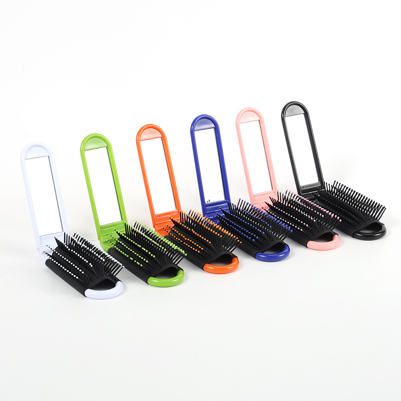 Compact Folding Hair Brush With Mirror 1
