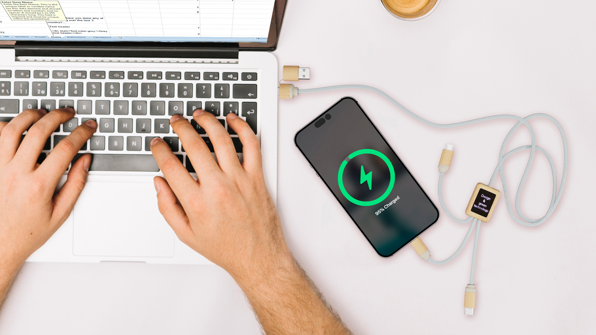 SCX Innovative Design™ 5-in-1 Bamboo Charging Cable 2A 3