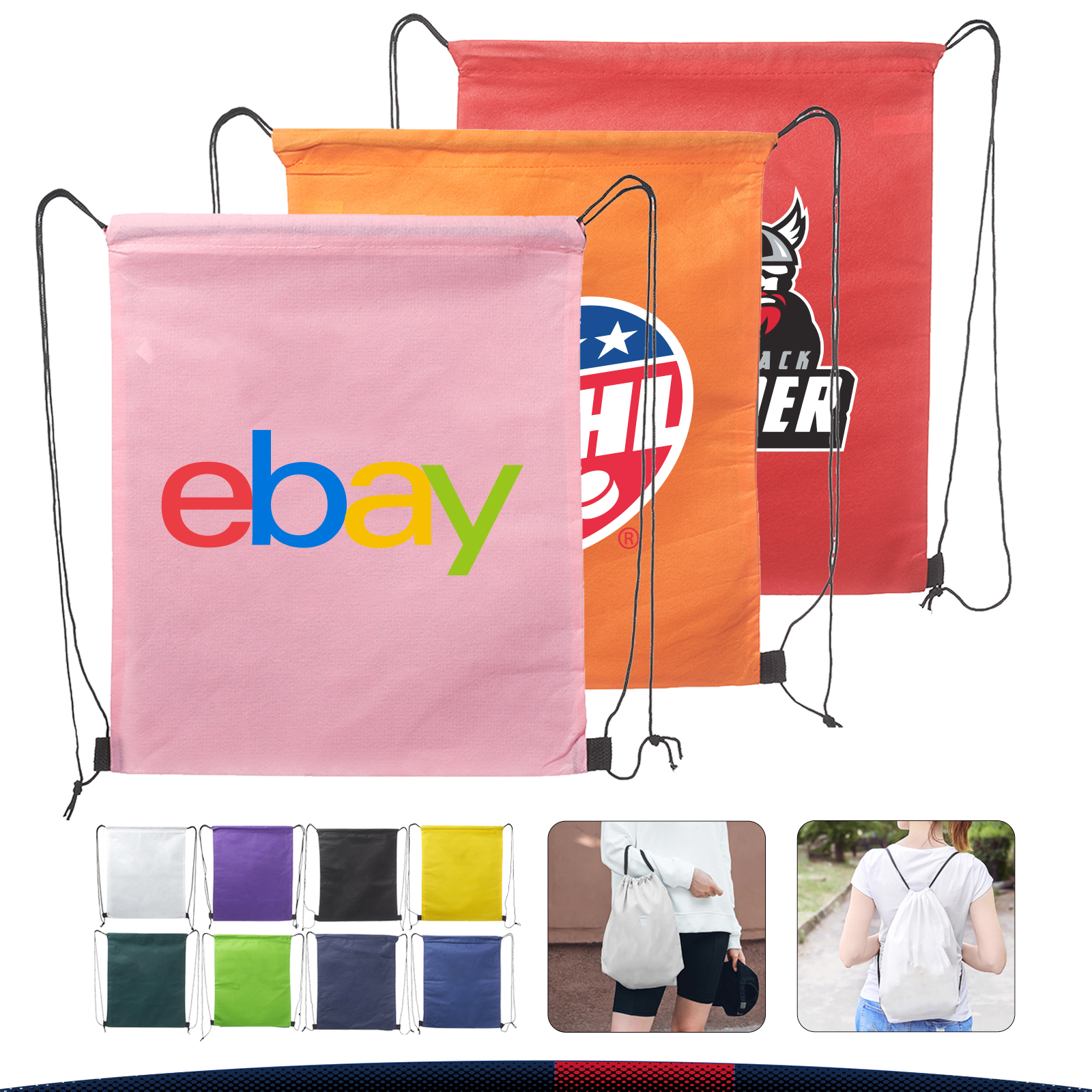 Lucia Drawstring Backpacks, custom backpack with logo imprint 14