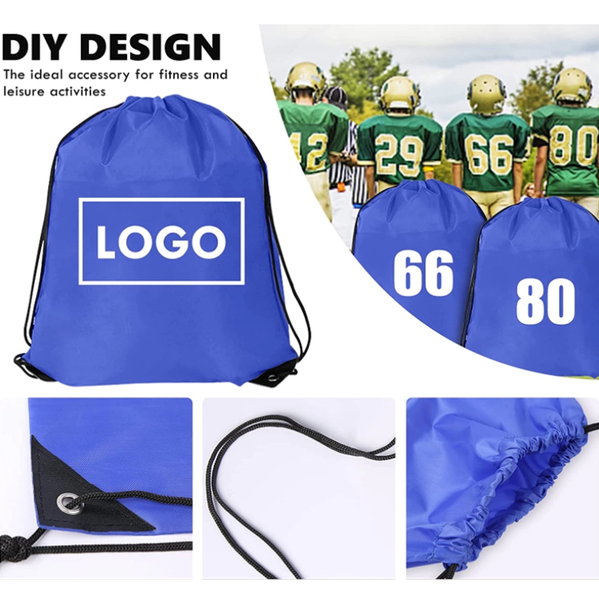 Custom Bulk Gym Sports Shopping Drawstring Cinch Backpack 6