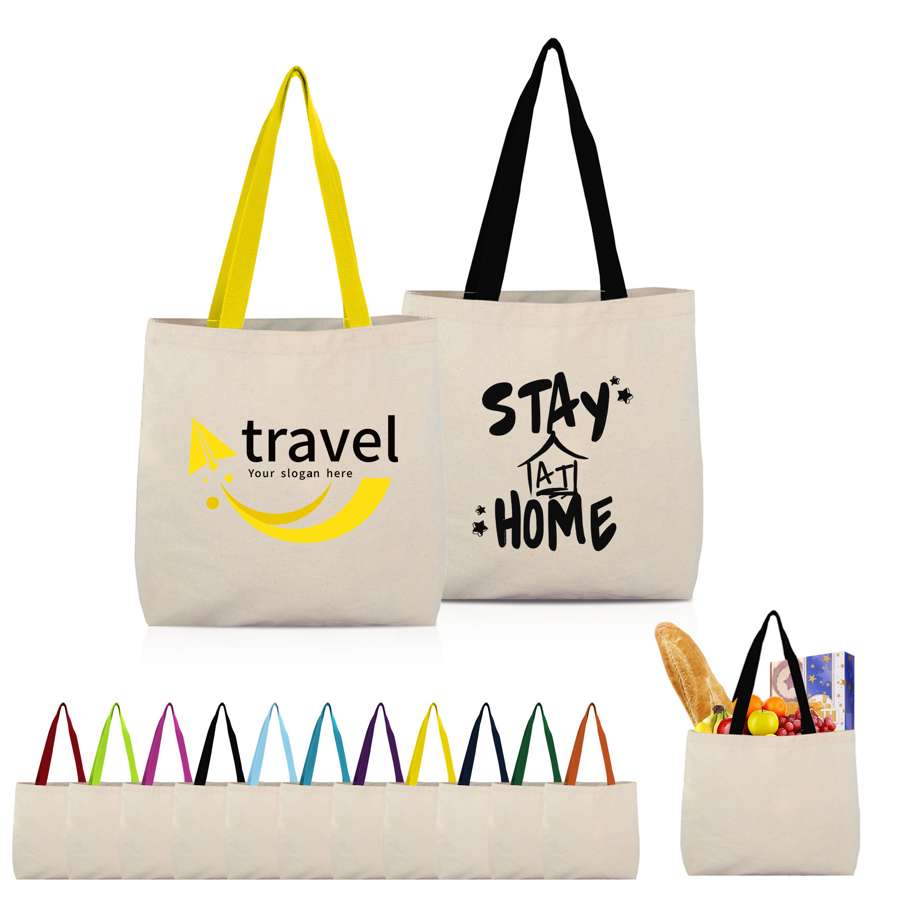 8 Oz Cotton Tote Bag with Contrast Color Web Handles 11
