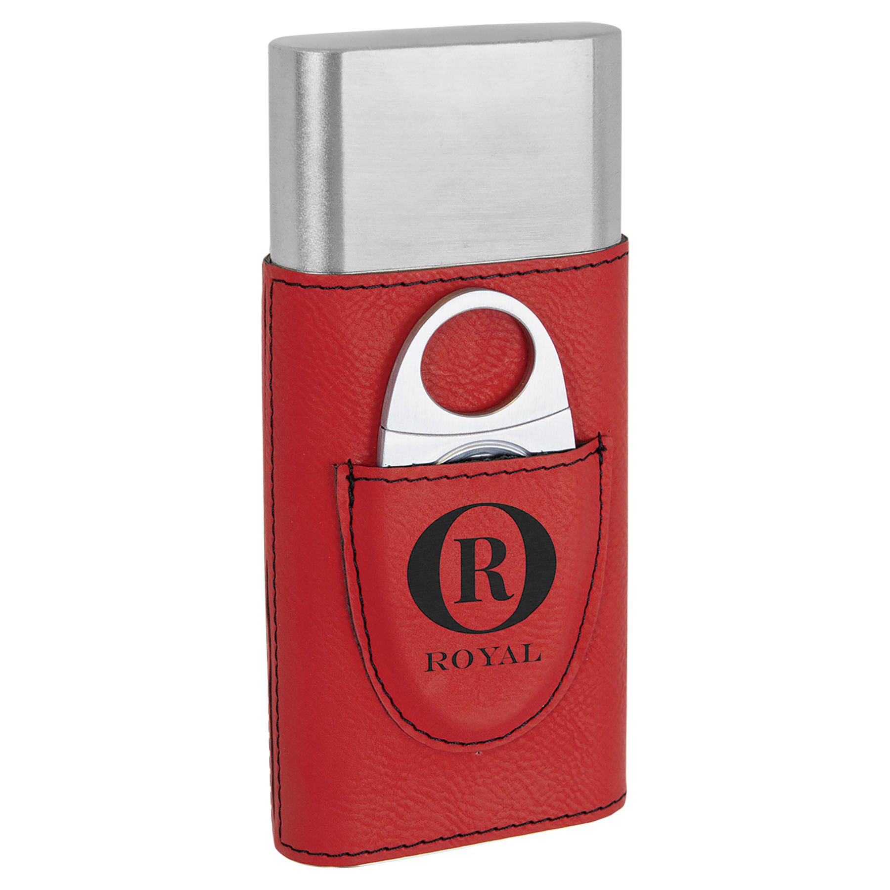 Red Leatherette Cigar Case with Cutter 2