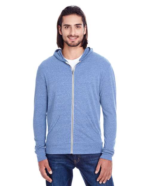 Unisex Triblend Full-Zip Lightweight Hooded Sweatshirt - 302Z 4