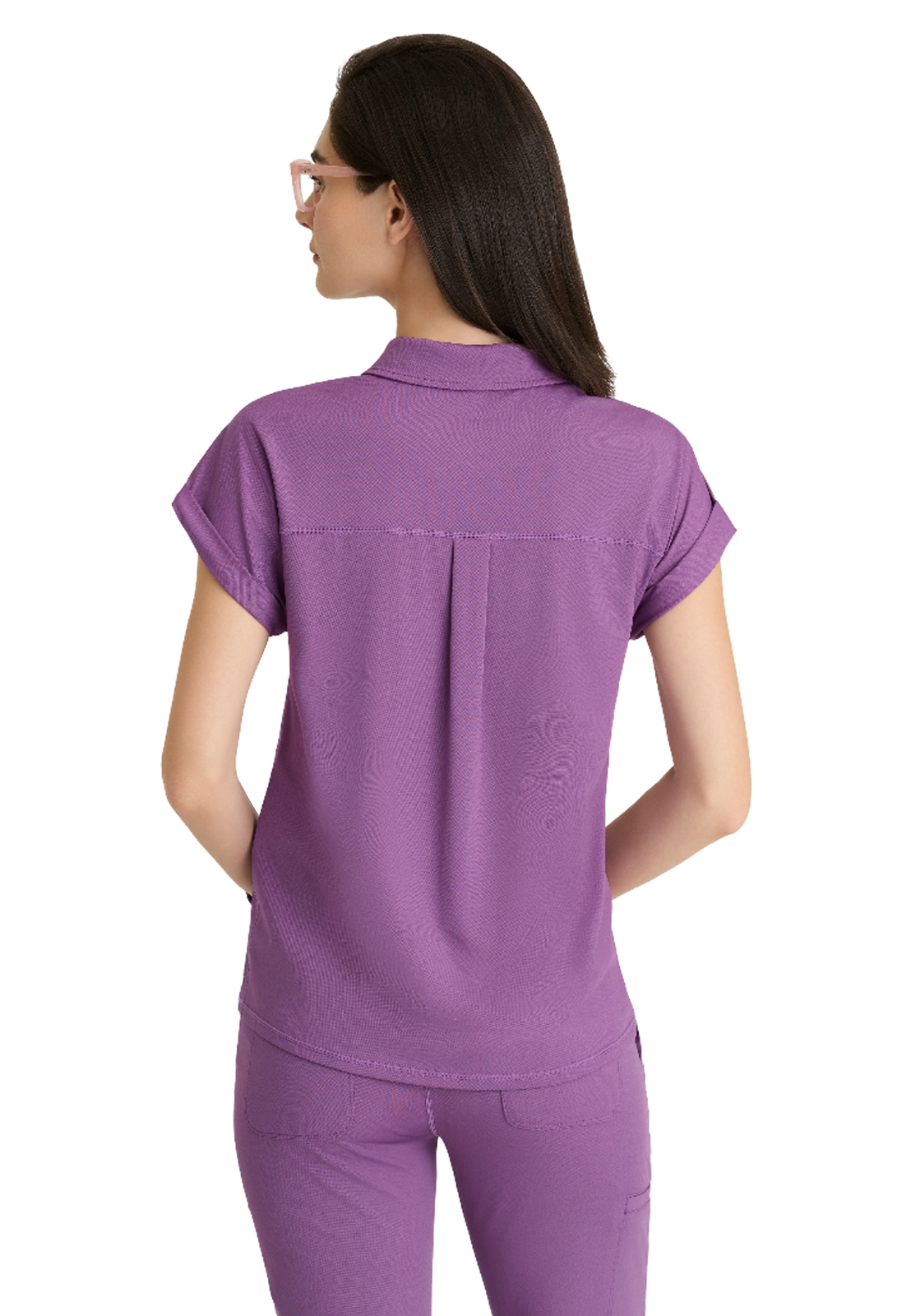 Grey's Anatomy Knit Stretch - Women's One-Pocket Snap Placket Renew Scrub Top 9