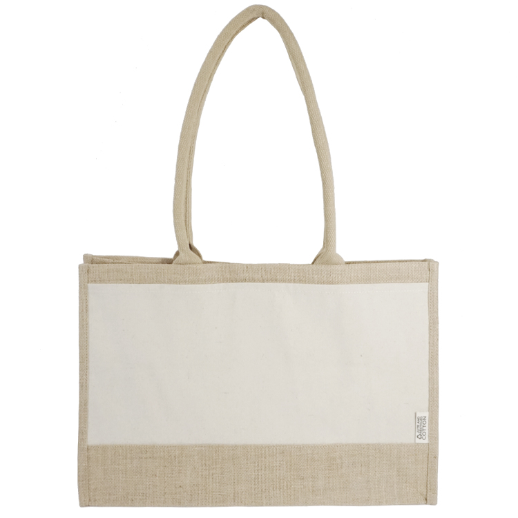 Seattle Recycled Cotton Front Pocket Jute Shopper Tote 26